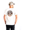 Brown Trout Pocket Tee in white on a guy, showing the cool Fly Fishing Collaborative logo on the back.