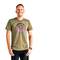 Rainbow Trout T-Shirt in Olive, front view on a man, featuring the stylized Fly Fishing Collaborative logo.