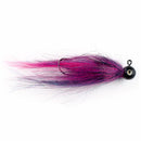 Black quarter ounce jig head with pink and black Fair Flies fly fur skirting materials