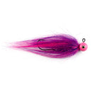 pink quarter ounce jig head with pink and purple Fair Flies fly fur for skirting material